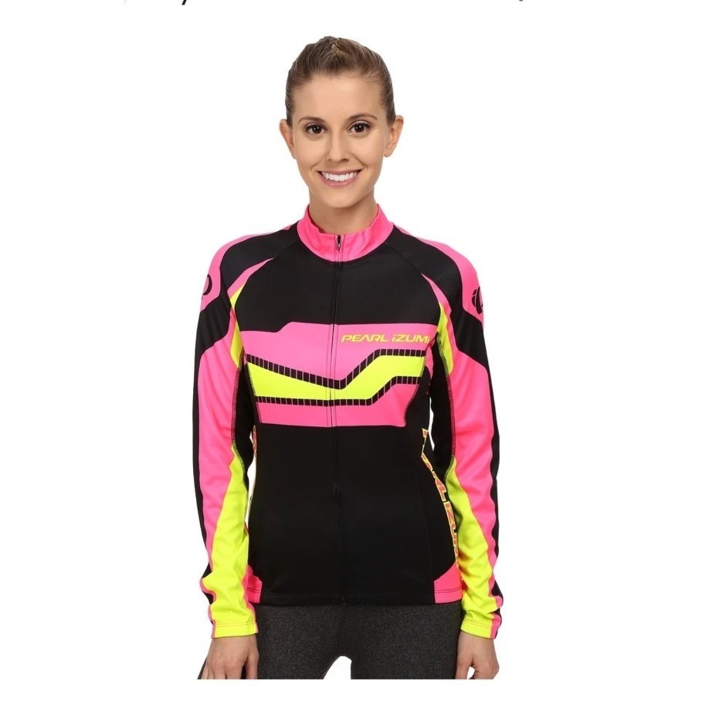 PEARL IZUMI Elite Thermal Cycling Biking Top Hot Pink Full Zip Long Sleeve Wm S